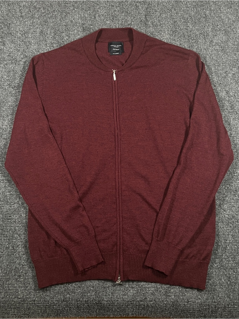 Grand Frank Stockholm Men's Plum Red Cardigan Sweater XL Extrafine Merino Wool